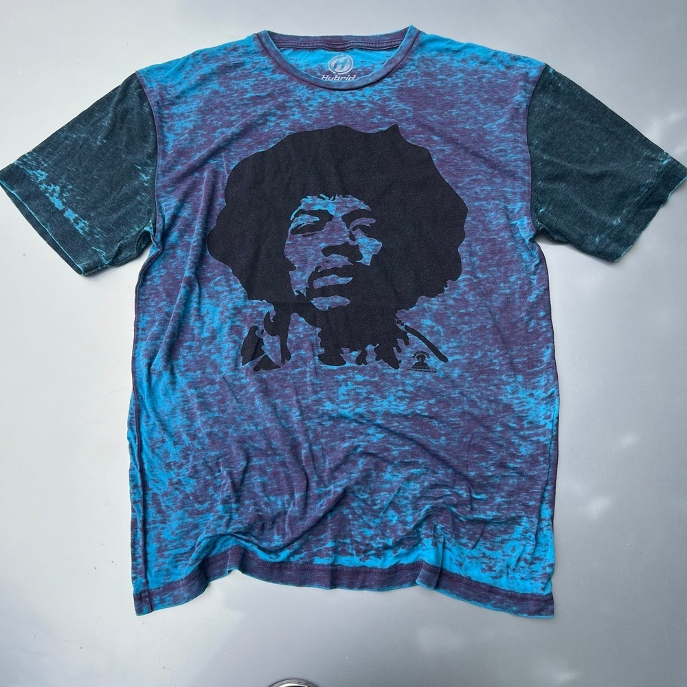 Blue and purple tye dye type of style Jimi Hendrix t-shirt